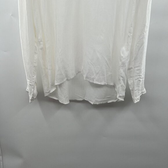 Old Navy Women's Long Sleeve Lace Trimmed Hi Low Top White Size Small - Picture 5 of 9